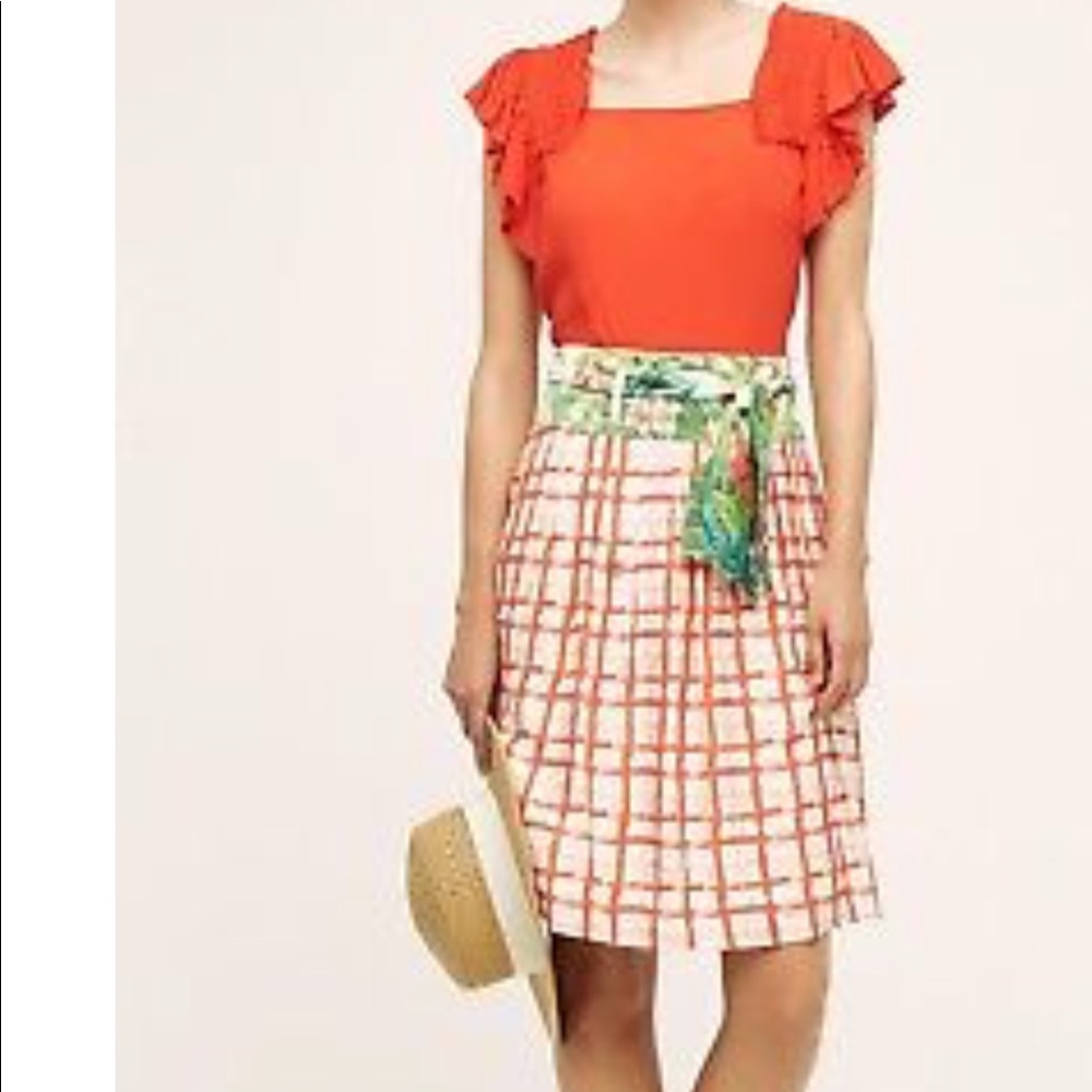 Maeve orange and white skirt with floral print